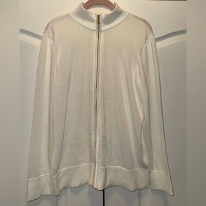 ANNE KLEIN White Zip-Up Sweater